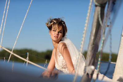 Bride on a sailing yacht