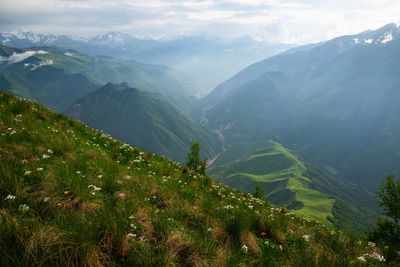 Scenic view of mountains against sky