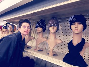 View of friends in store