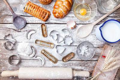 High angle view of food on table