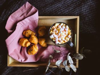 High angle view of food on table