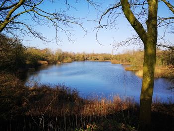 Scenic view of lake against sky