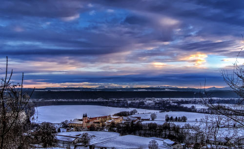 Scenic view of dramatic sky during winter at night