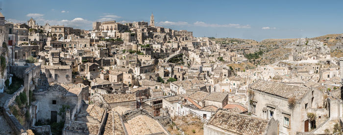 High angle view of buildings in city