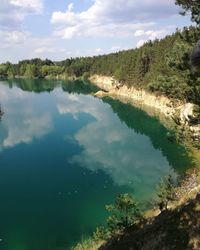 Scenic view of lake against sky