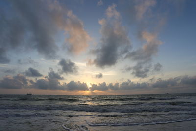 Scenic view of sea against sky during sunset