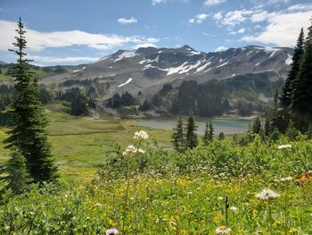 Scenic view of mountains against sky