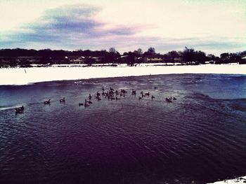 Scenic view of lake against sky