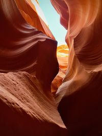 Beautiful and scenic rock formations hiking in the lower antelope canyon slot canyon