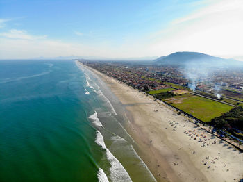 High angle view of beach against sky