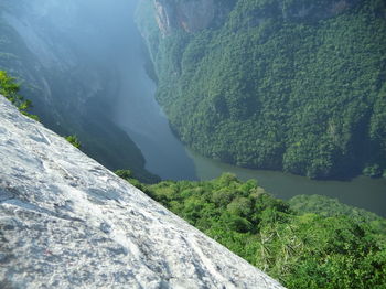 Scenic view of river flowing through rocks