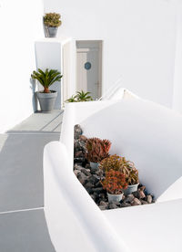 Entrance of a traditional white house at santorini island in the cyclades in greece.