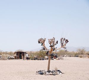 Abandoned desert against clear sky