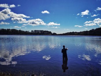Scenic view of lake against sky