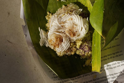High angle view of food on table