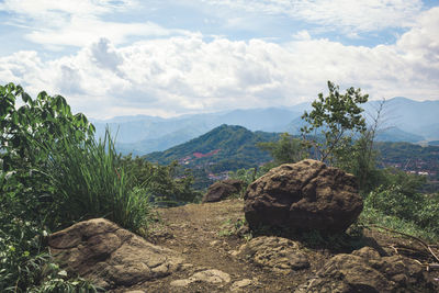 Scenic view of mountains against sky