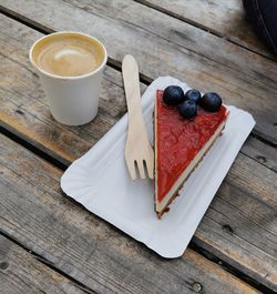 High angle view of breakfast on table