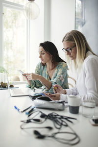 Woman working on table