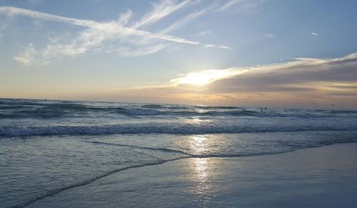 Scenic view of sea at sunset