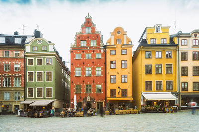 Stortorget with colorful medieval houses in old town gamla stan