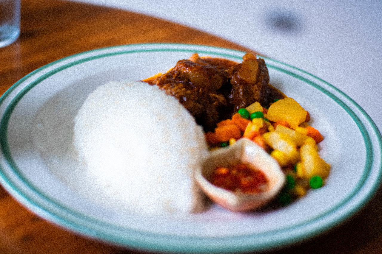 CLOSE-UP OF FRESH MEAL SERVED IN PLATE