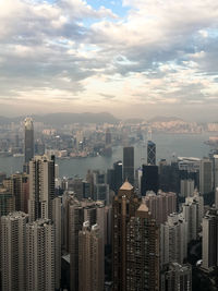 Aerial view of city at night