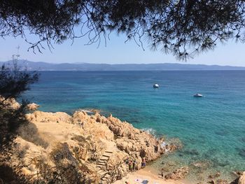 Scenic view of sea against clear sky
