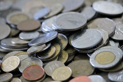 Full frame shot of coins