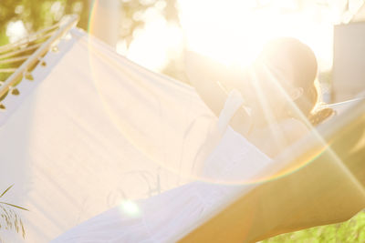 Low angle view of wedding dress