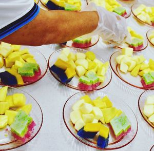 High angle view of fruits on table