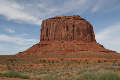 Rock formations on landscape against sky