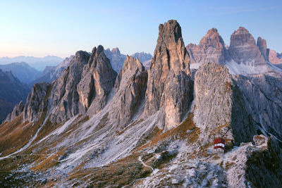 Panoramic view of rocky mountains against sky