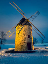 Wind mill close up look at night