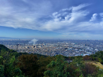 High angle view of townscape against sky