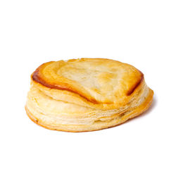 High angle view of bread against white background