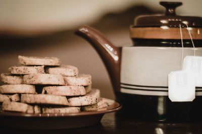 Close-up of food on table