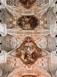 Directly below shot of ornate ceiling