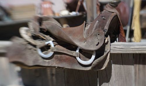 Close-up of horse cart