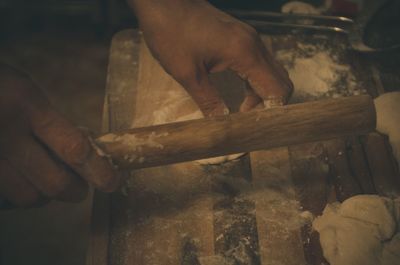 Close-up of hands working