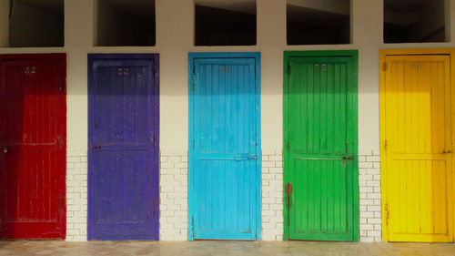 Close-up of colorful closed door