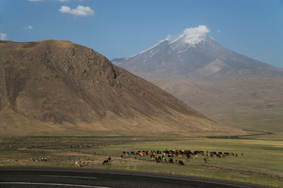 Scenic view of mountains against sky