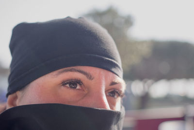 White woman covered with burka
