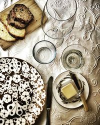 High angle view of drink on table