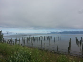 Scenic view of lake against sky