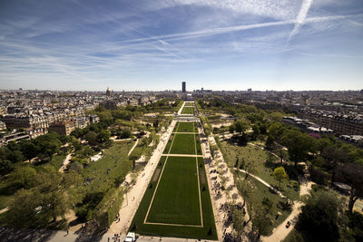 High angle view of cityscape against sky