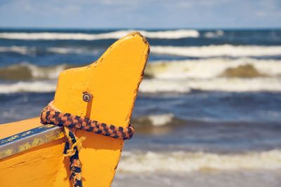 Cropped image of boat against baltic sea