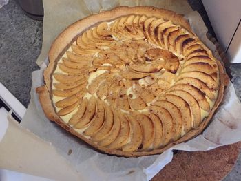 High angle view of bread on table