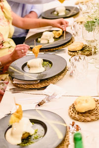 High angle view of food on table