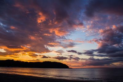Scenic view of dramatic sky over sea