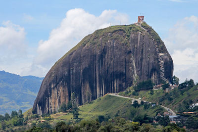 Panoramic view of rock formations on landscape against sky